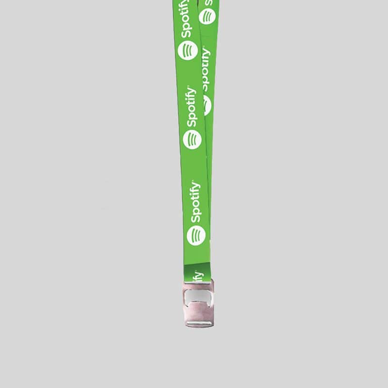 1" Forest Green custom lanyard printed with company logo with Bottle Opener attachment 1" - 1