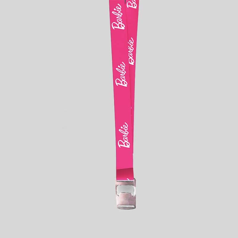 1" Pink custom lanyard printed with company logo with Bottle Opener attachment 1" - 1