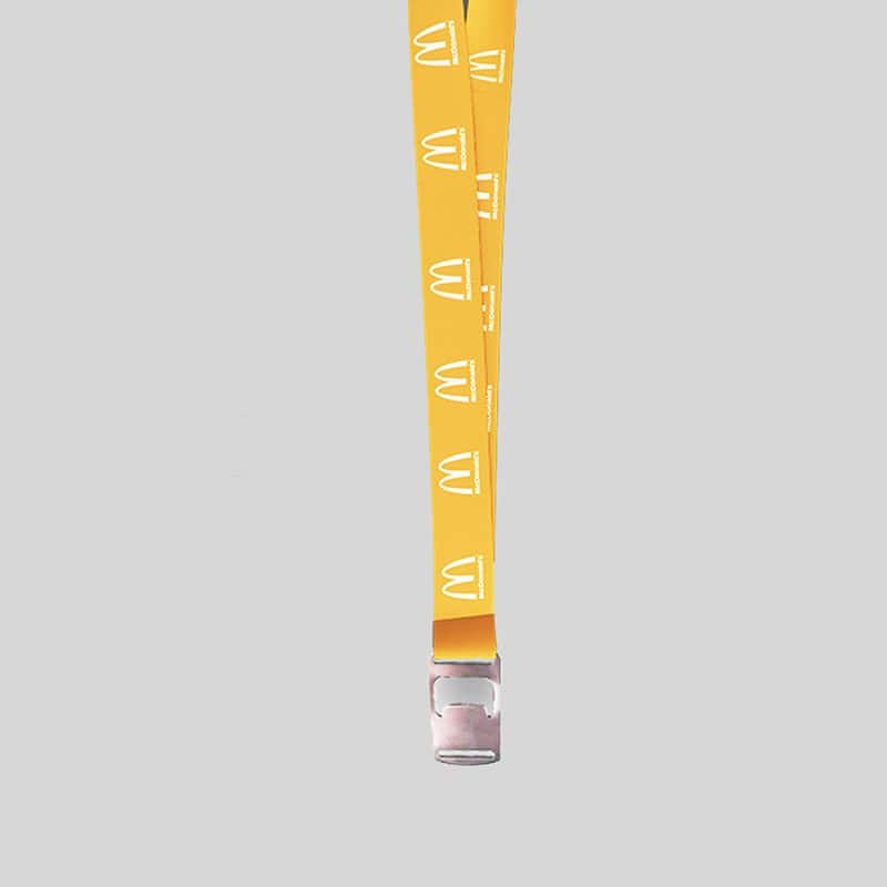 1" Yellow custom lanyard printed with company logo with Bottle Opener attachment 1" - 1
