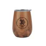10 Oz. Stainless Steel Lined Vacuum Wood Toned Wine Tumbler