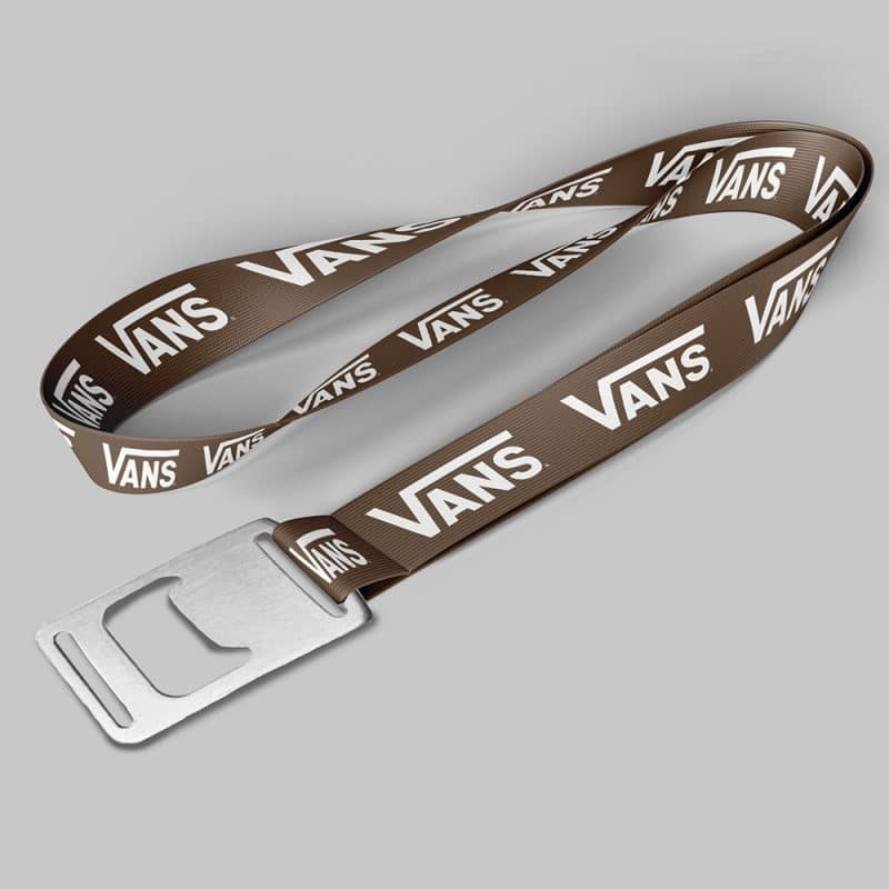 1/2" Brown custom lanyard printed with company logo with Bottle Opener attachment 0.50"