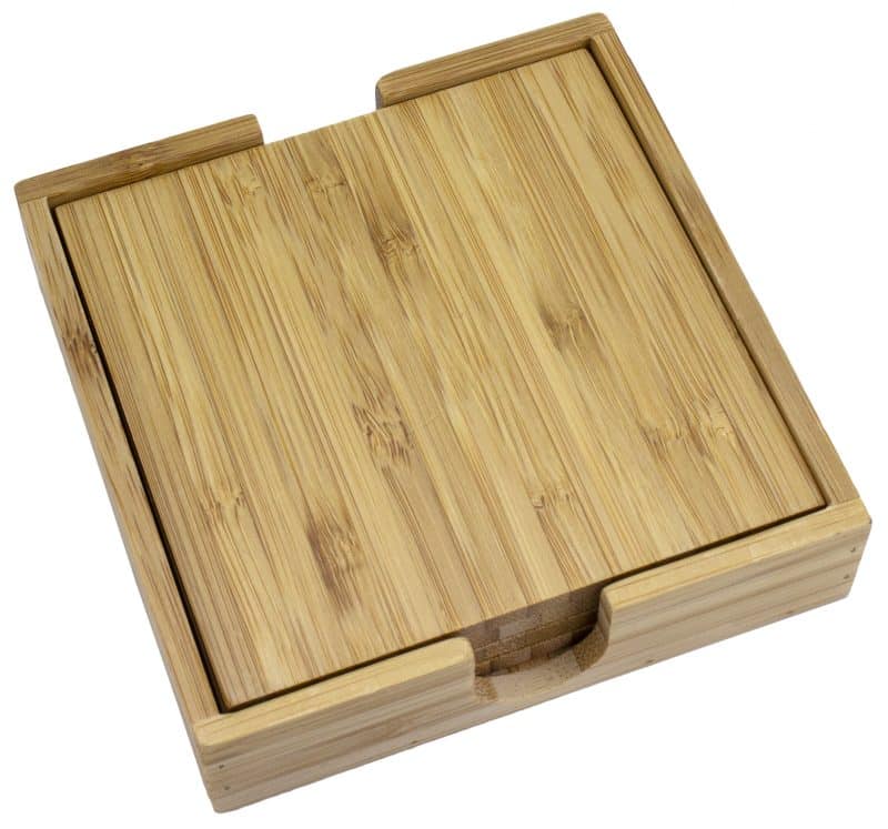 4 Piece Bamboo Coaster Set w/Case - 2