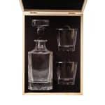 Decanter - Front Only - 2 Glasses - Wood Box - 1