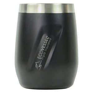 EcoVessel Port - Black 10oz TriMax Triple Insulated Wine Cup and Rocks Glass with Tritan Lid