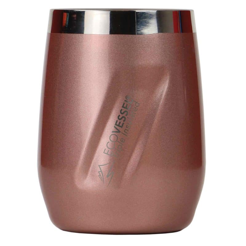 EcoVessel Port - Rose Gold 10oz TriMax Triple Insulated Wine Cup and Rocks Glass with Tritan Lid