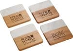 Marble and Bamboo Coaster Set - 2
