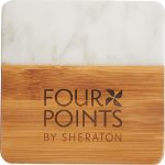 Marble and Bamboo Coaster Set - 5