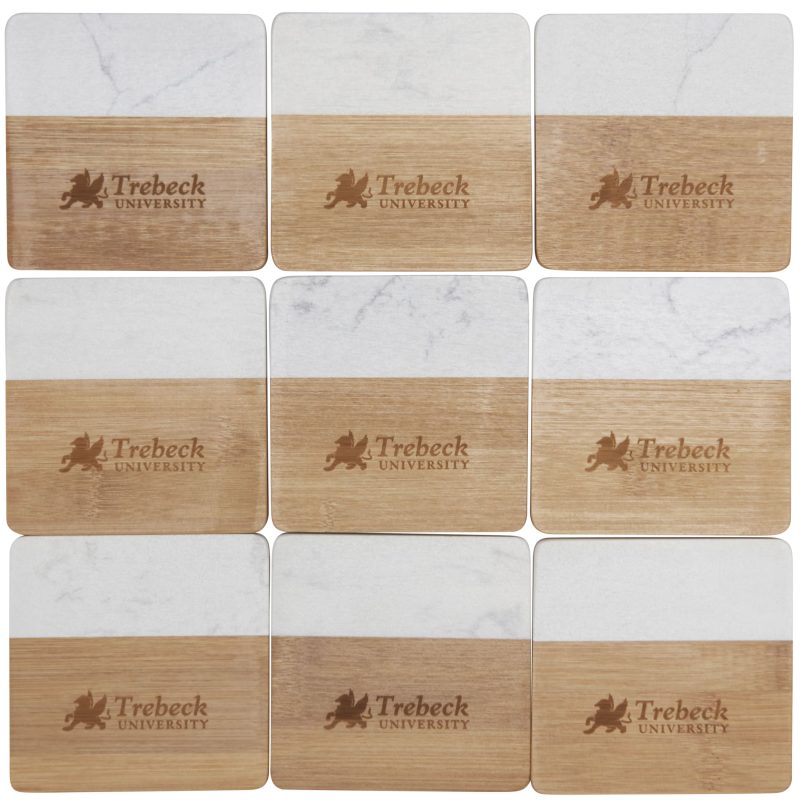 Marble and Bamboo Coaster Set - 7