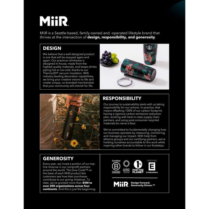 MiiR® Vacuum Insulated Wine Bottle - 25 Oz. - Black Powder - 6