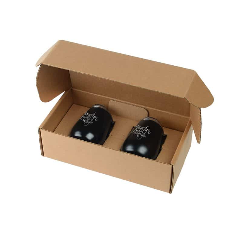 Stainless Steel Stemless Wine Glasses Gift Box Set - 2