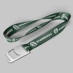 1/2" Dark Green custom lanyard printed with company logo with Bottle Opener attachment 0.50"