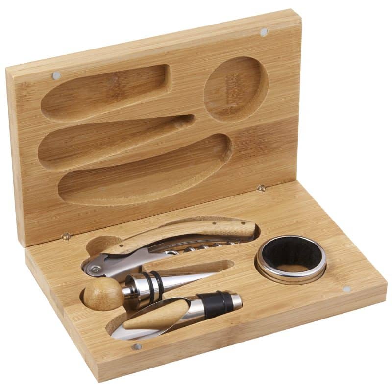 4 Piece Bamboo Wine Gift Set - 8