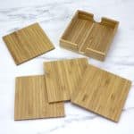 4 Piece Bamboo Coaster Set w/Case - 4
