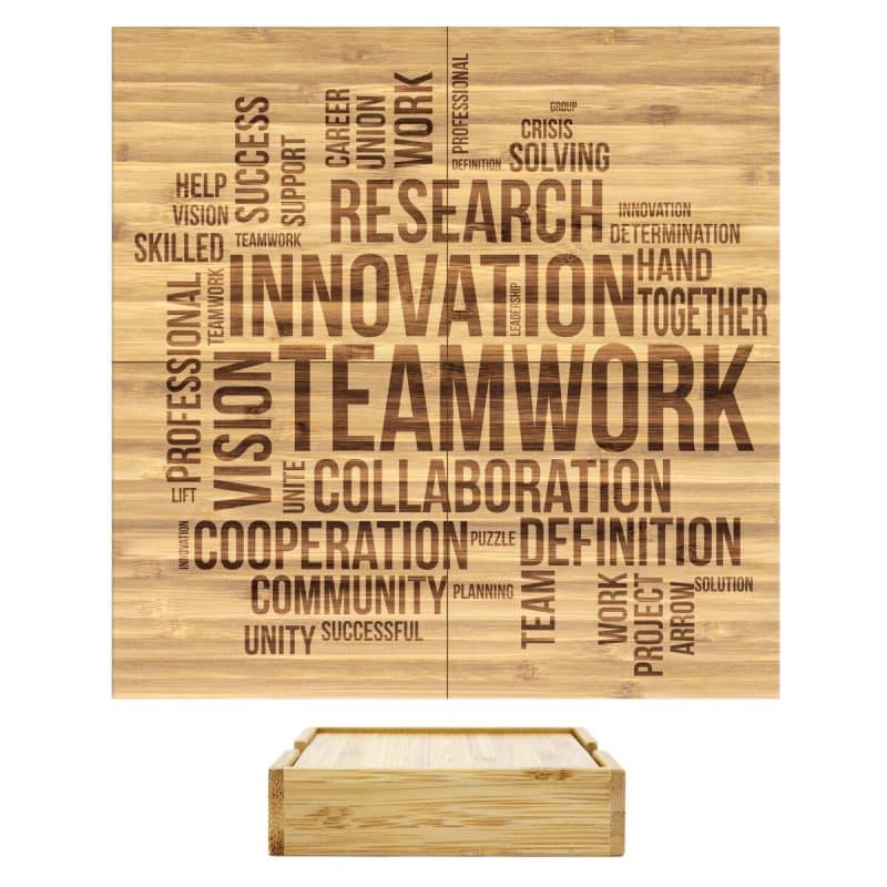 4 Piece Bamboo Coaster Set w/Case - 6