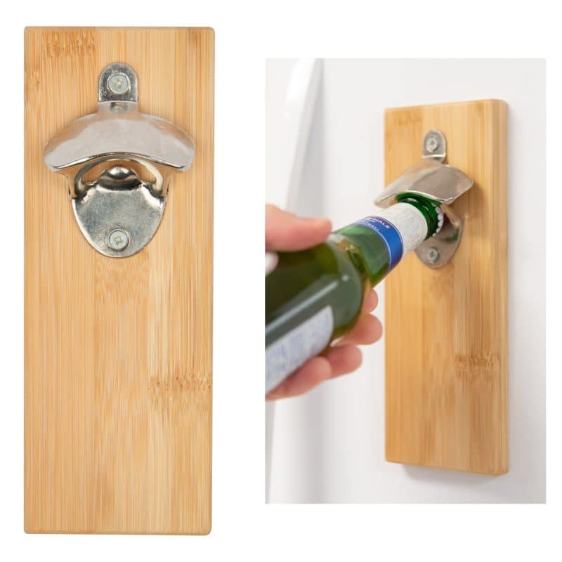 Bamboo Wall Mounted Bottle Opener - 1