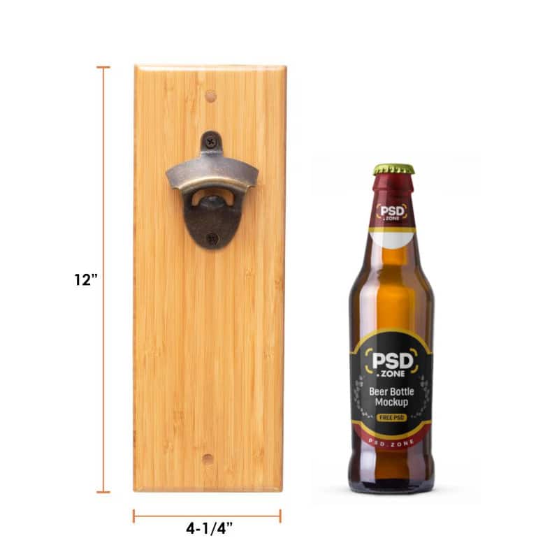 Solid Bamboo Bottle Opener w/ Magnetic Catch - 2