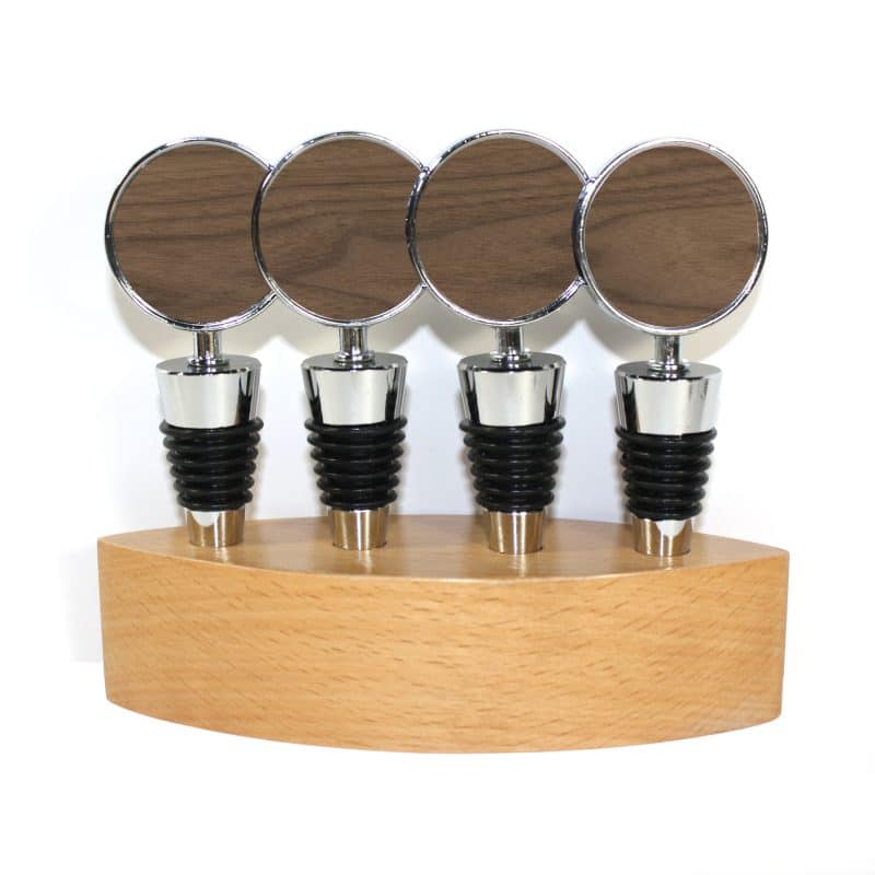 Wooden Cone Style Wine Bottle Stopper & Stand (BITTERROOT) - 3
