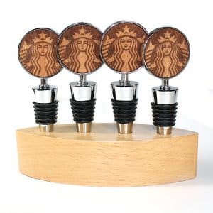 Wooden Cone Style Wine Bottle Stopper & Stand (BITTERROOT)