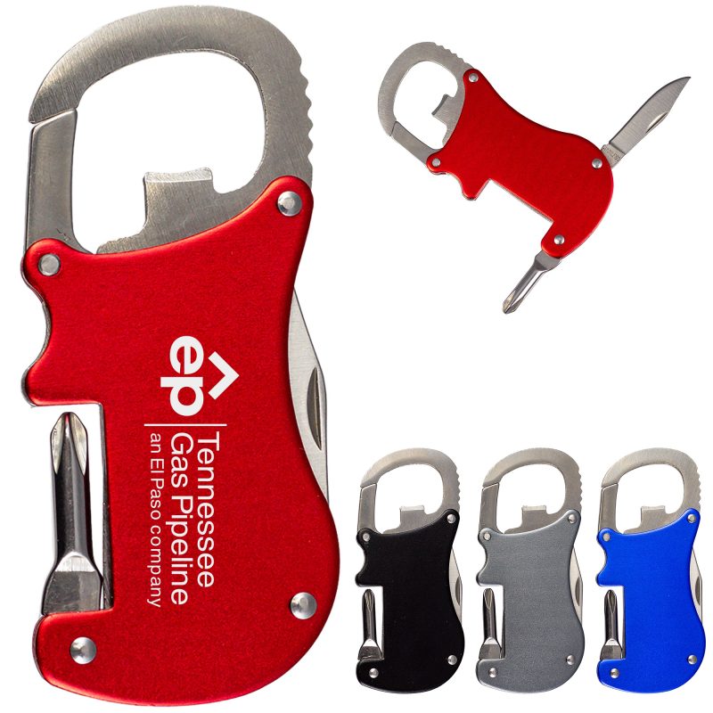 Bottle Opener Carabiner With Screwdriver & Knife