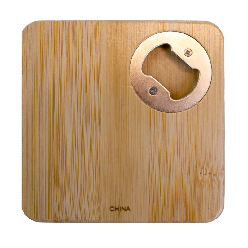 Bamboo Square Coaster & Bottle Opener - 2