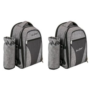 Wine & Picnic Cooler Backpack for Four + Fleece Blanket