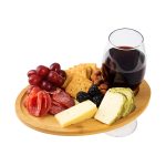 Wine & Dine Recessed Bamboo Tray With Wine Glass Holder - 3