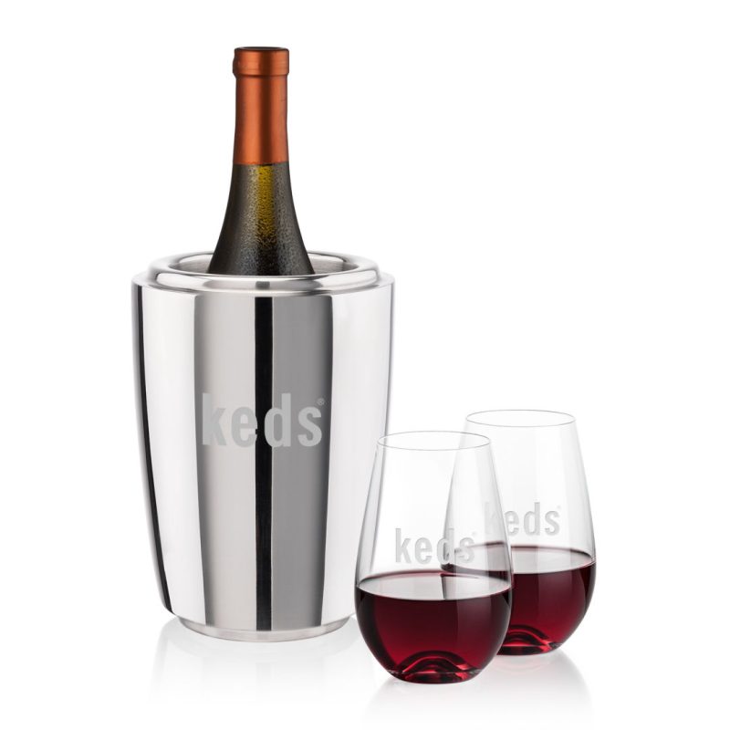 Pescara-Wine-Cooler-Boston-Stemless-Wine-Set-SST10221-BT Pescara Wine Cooler & Boston Stemless Wine Set