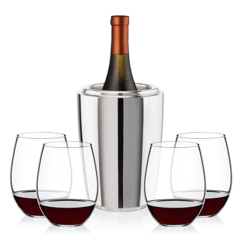 Pescara Wine Cooler & RIEDEL Stemless Wine Set - 5