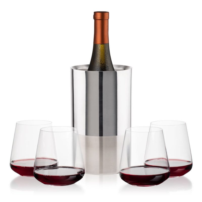 Catania Wine Cooler & Breckland Stemless Wine Set - 5