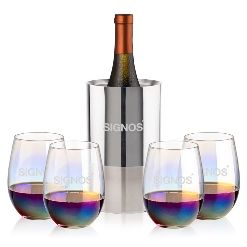 Catania Wine Cooler & Miami Stemless Wine Set - 2