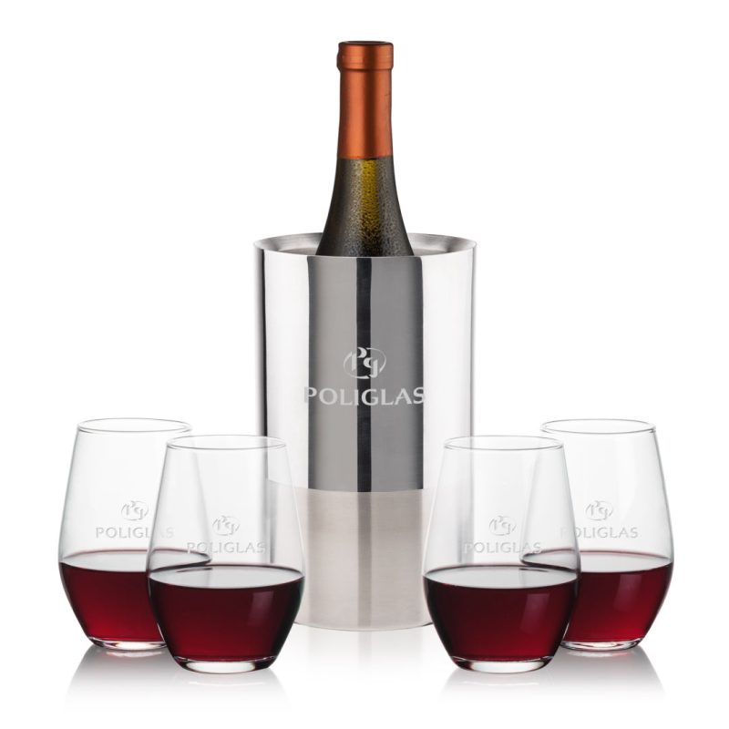 Catania Wine Cooler & Vale Stemless Wine Set - 2