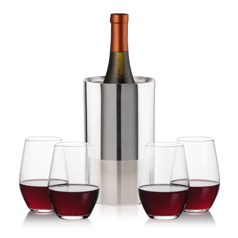 Catania Wine Cooler & Vale Stemless Wine Set - 5