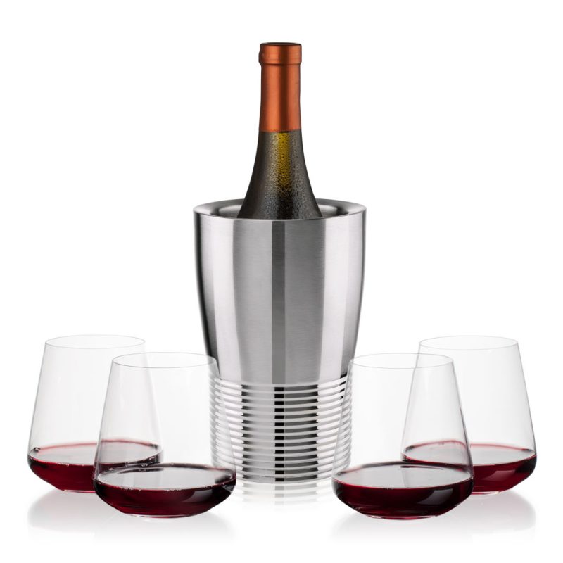 Genoa Wine Cooler & Breckland Stemless Wine Set - 5