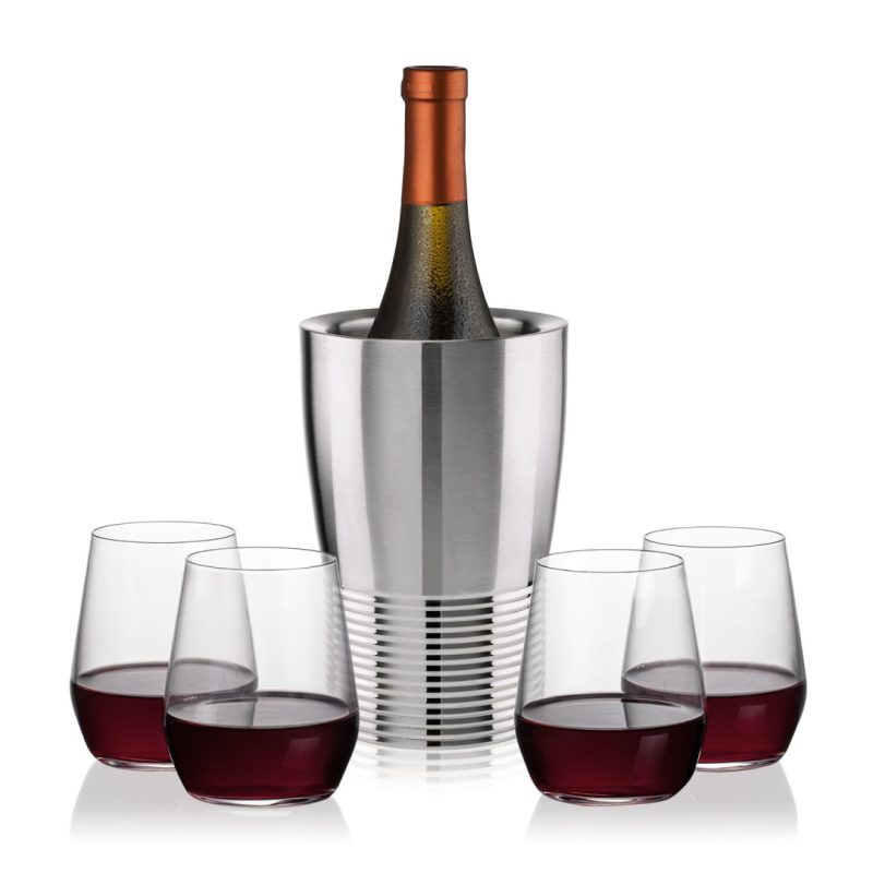 Genoa Wine Cooler & Germain Stemless Wine Set - 5
