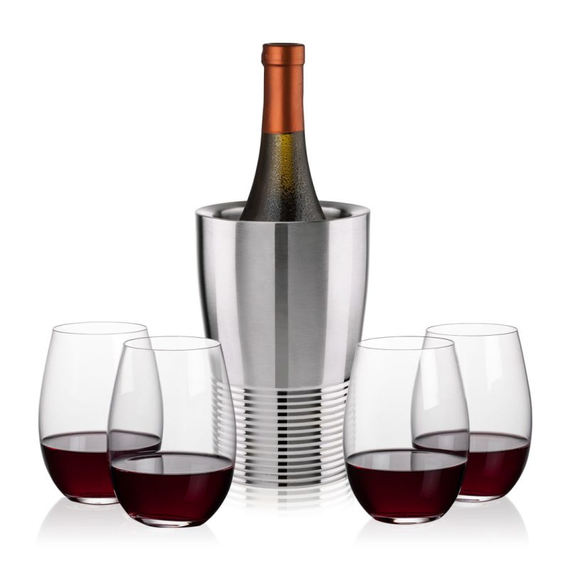 Genoa Wine Cooler & Laurent Stemless Wine Set - 5