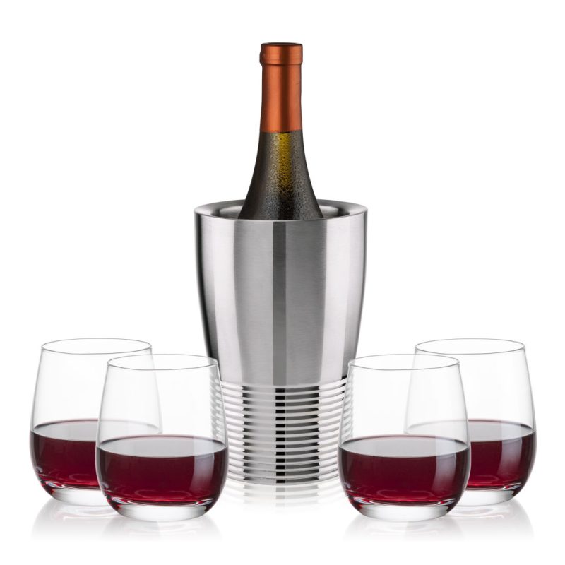 Genoa Wine Cooler & Salem Stemless Wine Set - 5