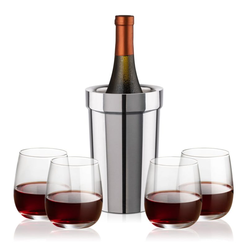 Milano Wine Cooler & Crestview Stemless Wine Set - 6