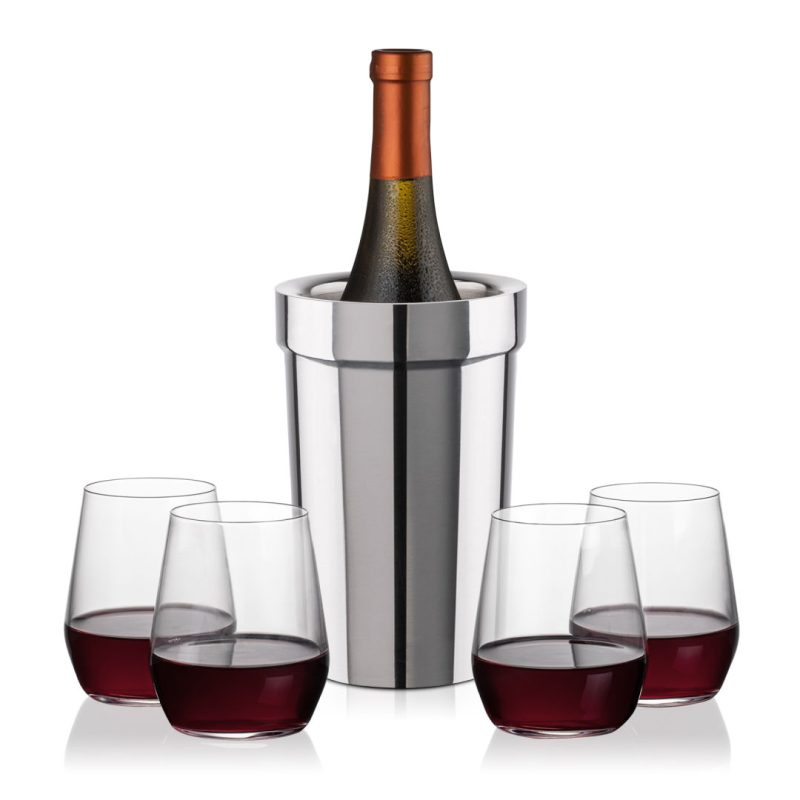 Milano Wine Cooler & Germain Stemless Wine Set - 5