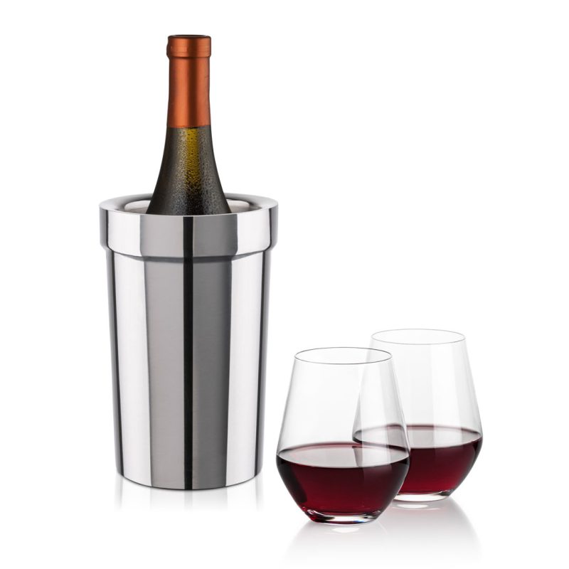 Milano Wine Cooler & Reina Stemless Wine Set - 4