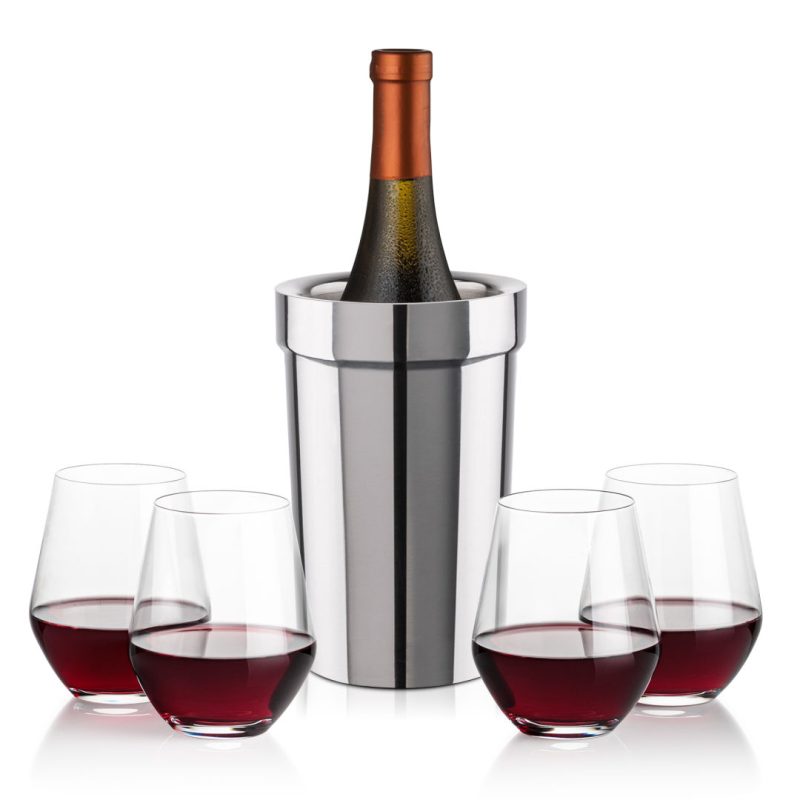 Milano Wine Cooler & Reina Stemless Wine Set - 5