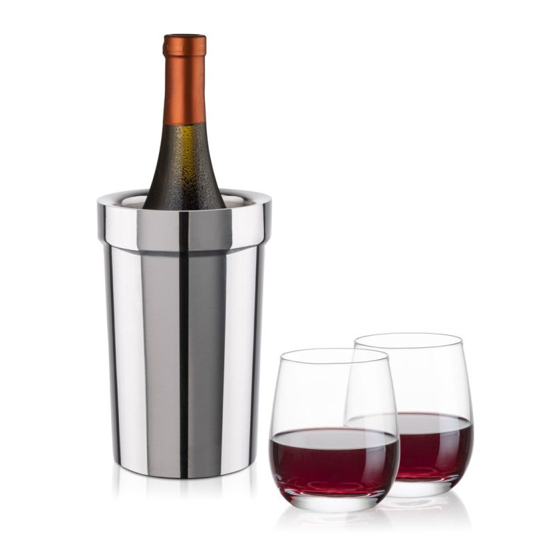 Milano Wine Cooler & Salem Stemless Wine Set - 4