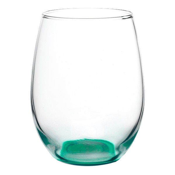 Liquid Lunch 15 oz Stemless Wine Glasses with Color Bottom - 2