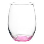 Liquid Lunch 15 oz Stemless Wine Glasses with Color Bottom - 4