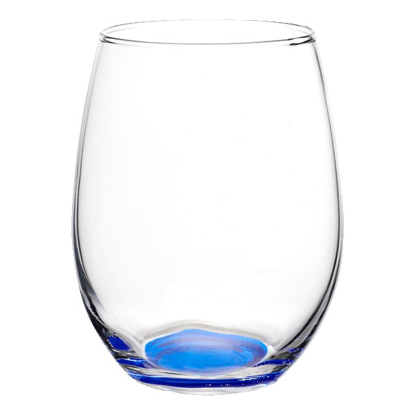 Liquid Lunch 15 oz Stemless Wine Glasses with Color Bottom - 6