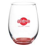 Liquid Lunch 15 oz Stemless Wine Glasses with Color Bottom - 7