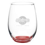 Liquid Lunch 15 oz Stemless Wine Glasses with Color Bottom - 8