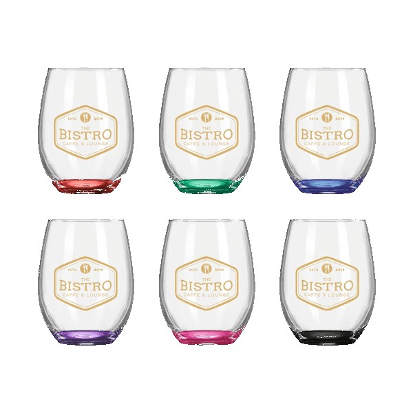 Wine-OClock-9oz-ARC-Stemless-Wine-Glass-C8832-with-Color-Bottom-RQC8832CB Wine O'Clock 9oz ARC Stemless Wine Glass C8832 with Color Bottom