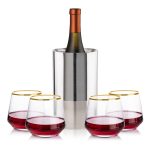Catania Wine Cooler & Tucson Gold Rim Stemless Wine - 6