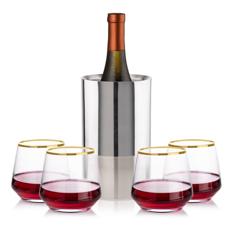 Catania Wine Cooler & Tucson Gold Rim Stemless Wine - 6