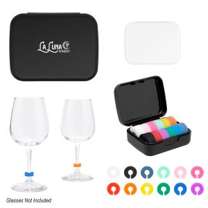 Silicone Wine Glass Markers In Recycled Case